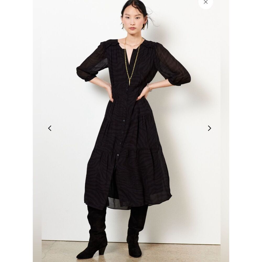ba&sh samie midi dress black size extra small